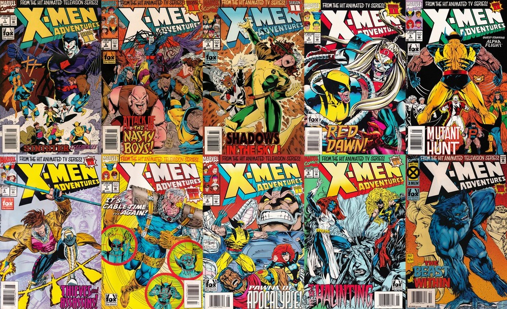 X-Men Adventures II #1-10 Newsstand Covers (1994-1995) Marvel Comics