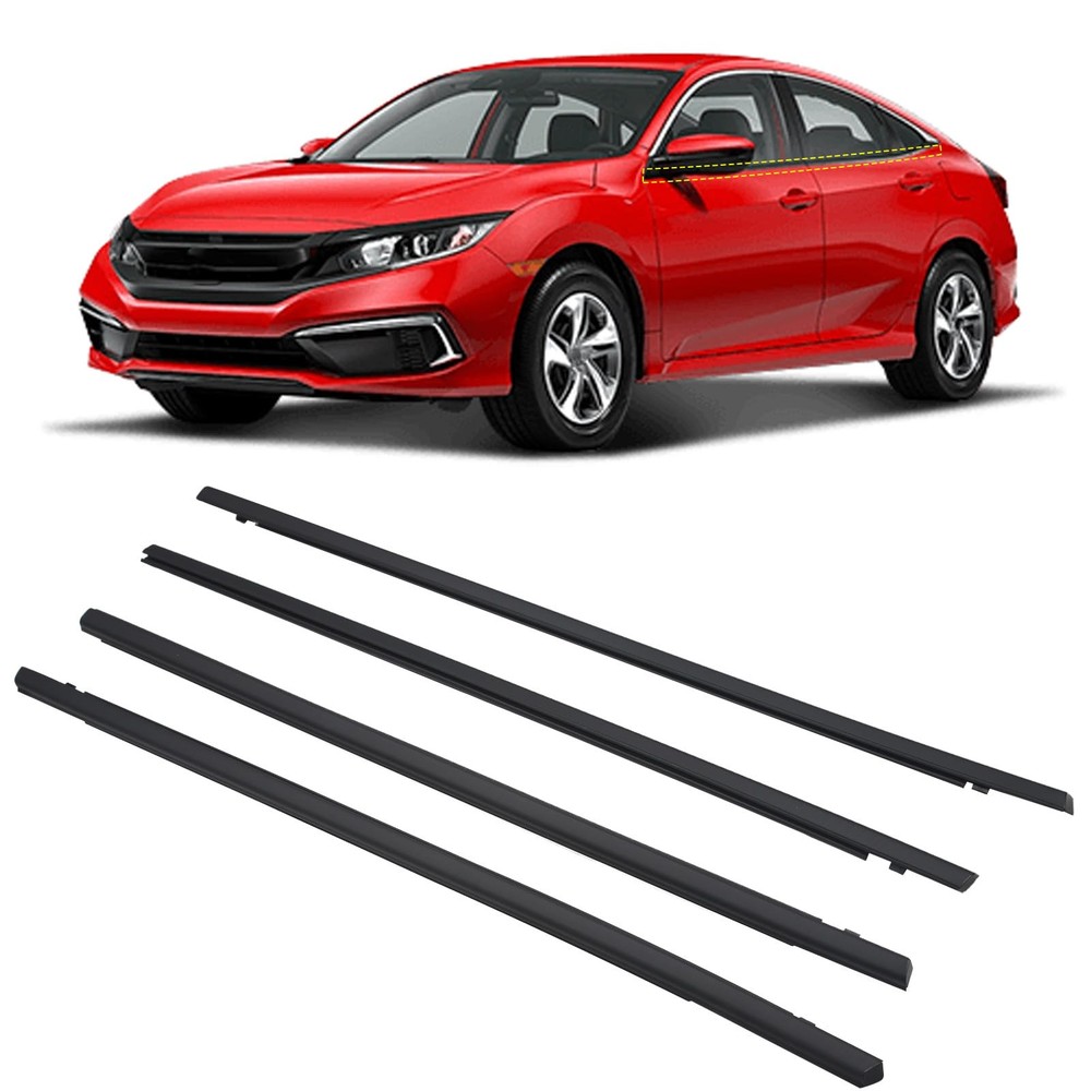 4-Piece Car Outer Door Window Moulding Trim Weatherstrip Seal for 2016 Models