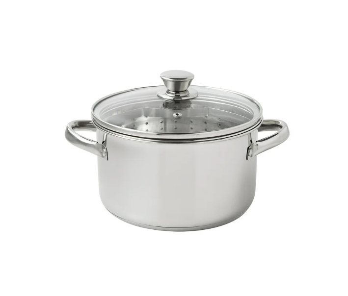 Stainless Steel 4-Quart Steamer Pot with Glass Lid for Induction Cooktops  