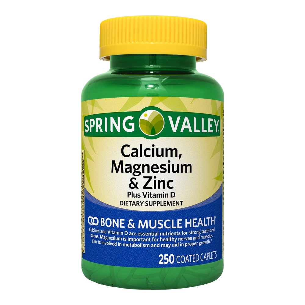 Spring Valley Calcium, Magnesium & Zinc Plus Vitamin D3 Coated Caplets,