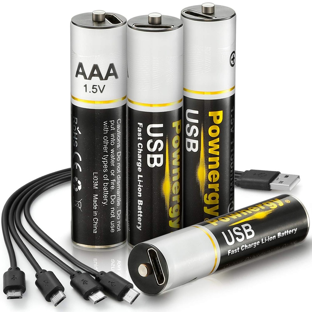 AAA Batteries 1.5V Lithium ion AAA Battery Rechargeable Batteries, 1100mWh Hi...