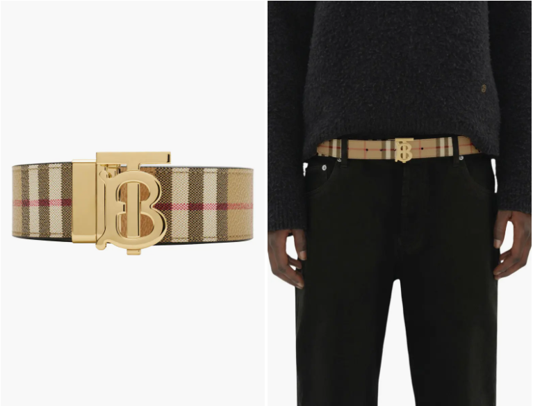 Luxury Reversible Check Belt TB Plaque Design