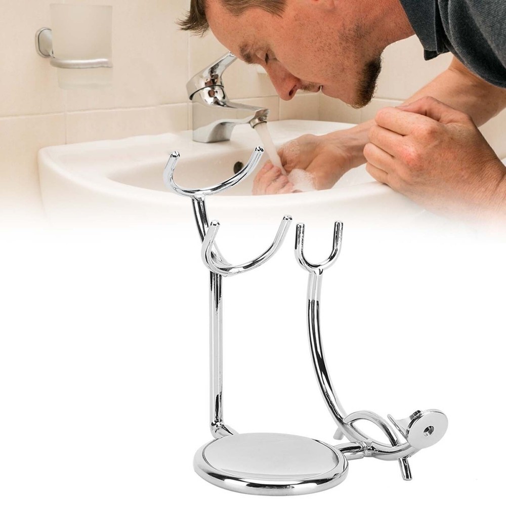 Manual Razor Shaving Brush Soap Bowl Stand Electroplating Metal Shaving Knife