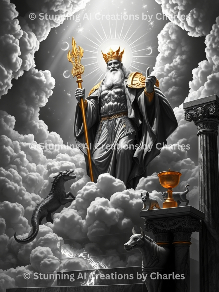 High-Resolution AI Art: Divine Deity Scene | Instant Digital Download