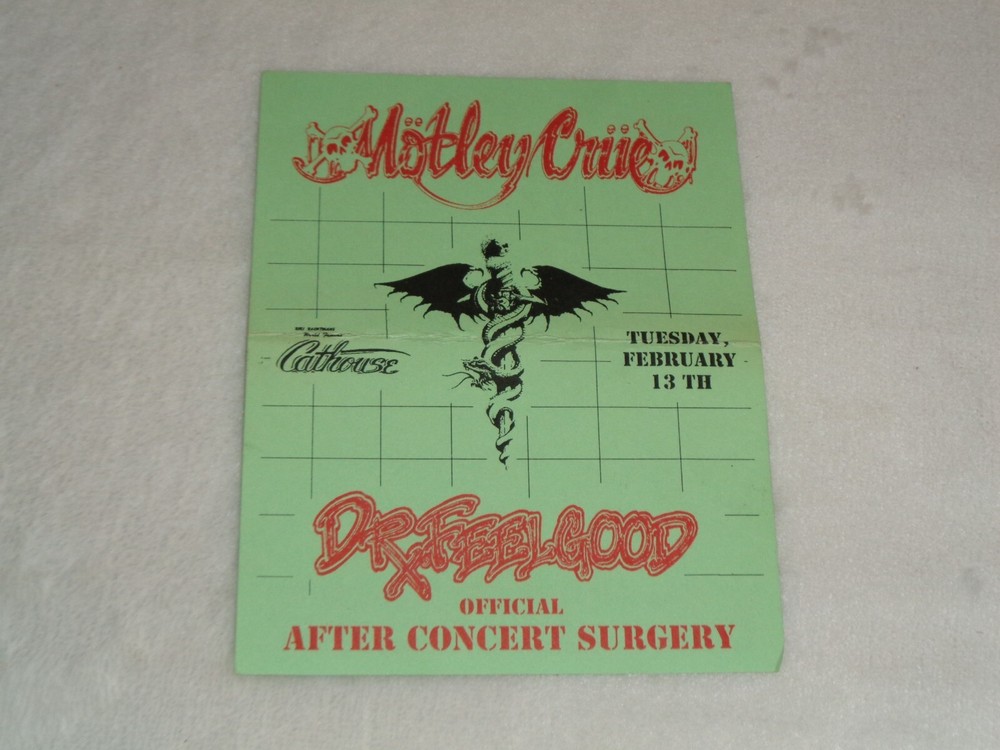 Motley Crue 1990 Riki Rachtman's Cathouse Dr. Feelgood 2/13/90 Rare Event Flyer