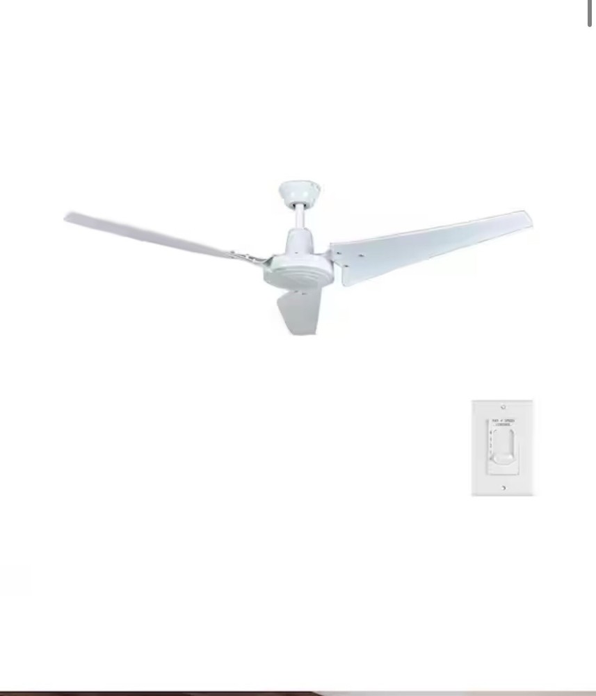 60-inch White Indoor/Outdoor Industrial Ceiling Fan with Wall Control  