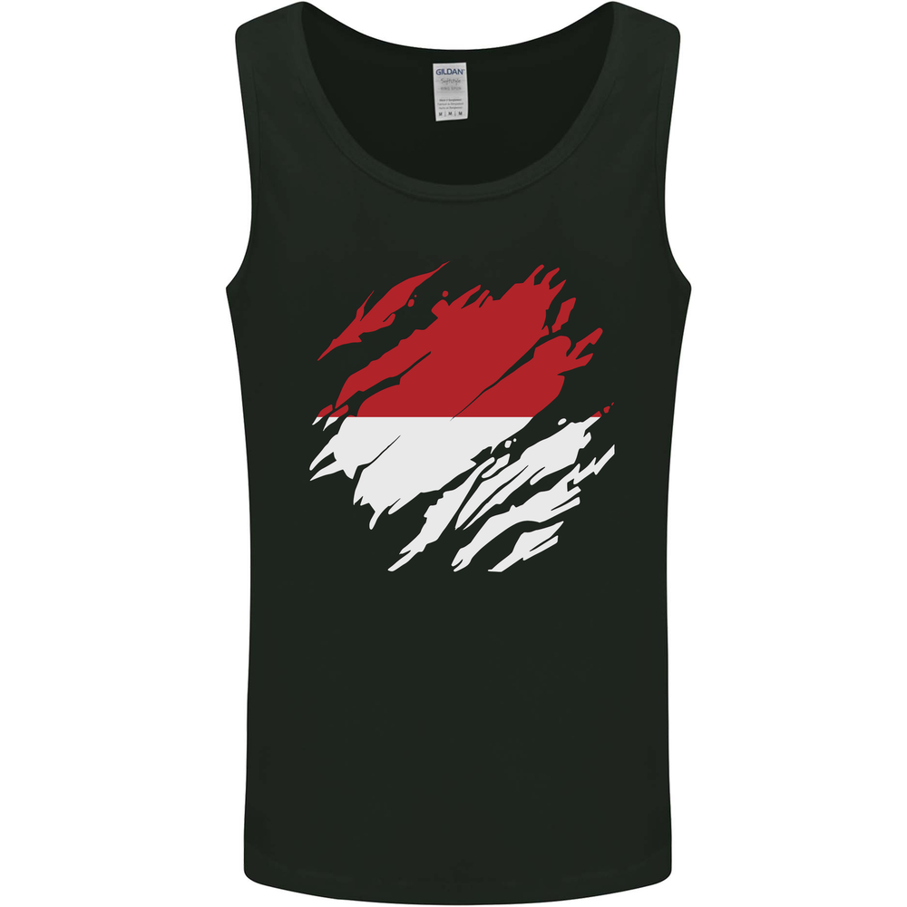 Torn Indonesia Flag Indonesian Day Football Mens Vest Tank Top