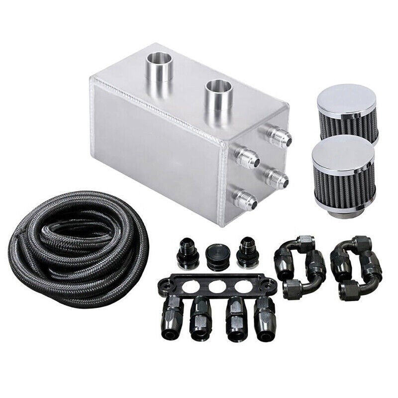 Pro Series Oil Catch Can for Honda Civic Acura Integra 4 Port -10AN With Hoses