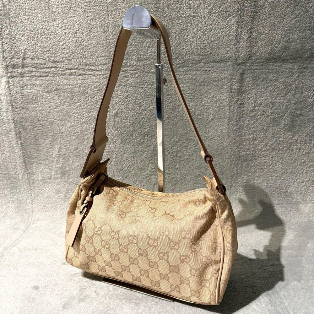 Gucci GG Leather Shoulder Bag in Beige Unused 92699 Fashion Accessories