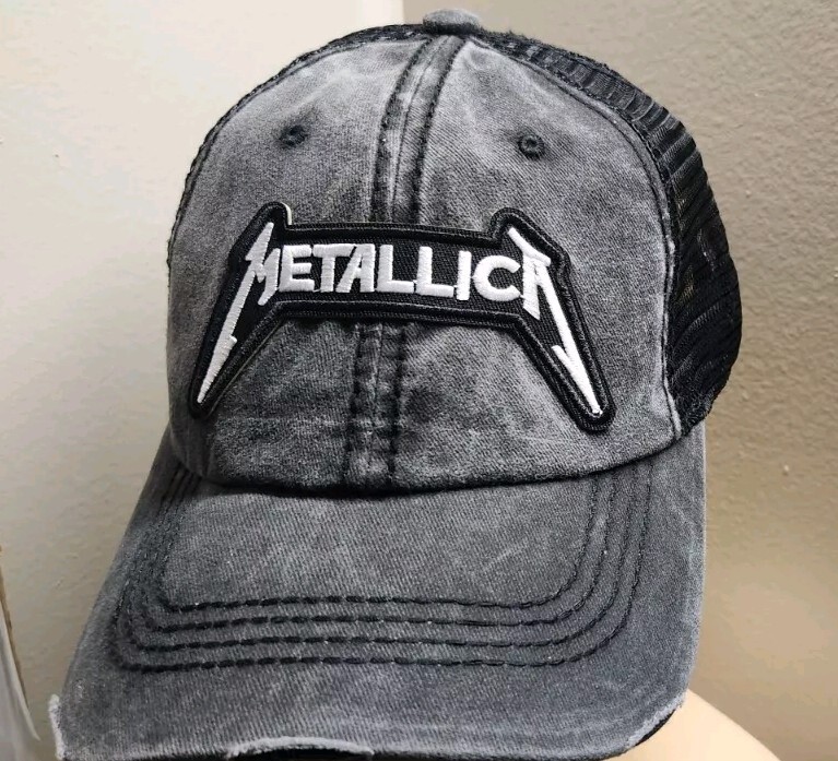 Metallica Trucker Hat Distressed Baseball Cap Black Mesh METALLICA HAT