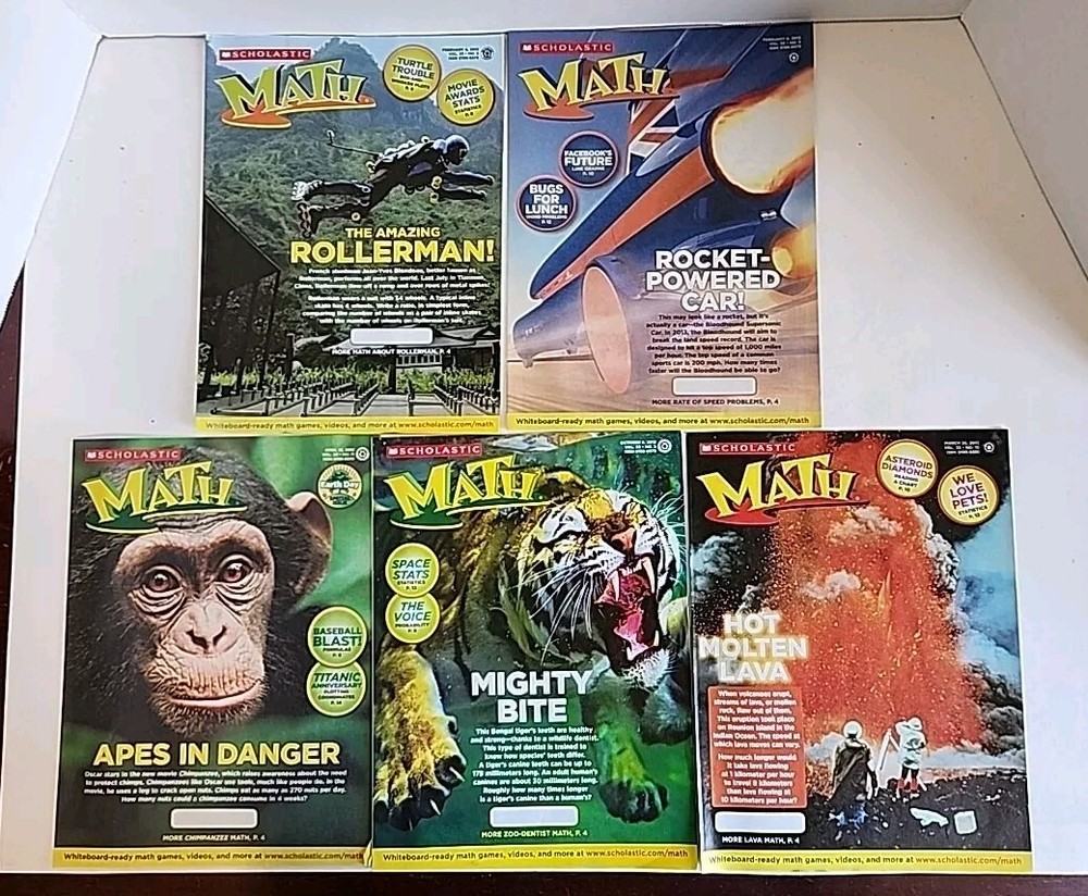 Scholastic Math School Classroom Teaching Booklets Rocket Powered Car Tiger Apes