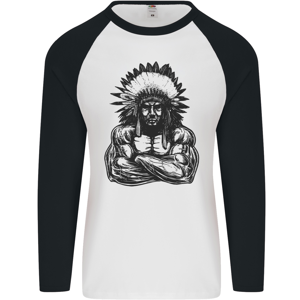 Gym Chief Training Top Bodybuilding MMA Mens L/S Baseball T-Shirt