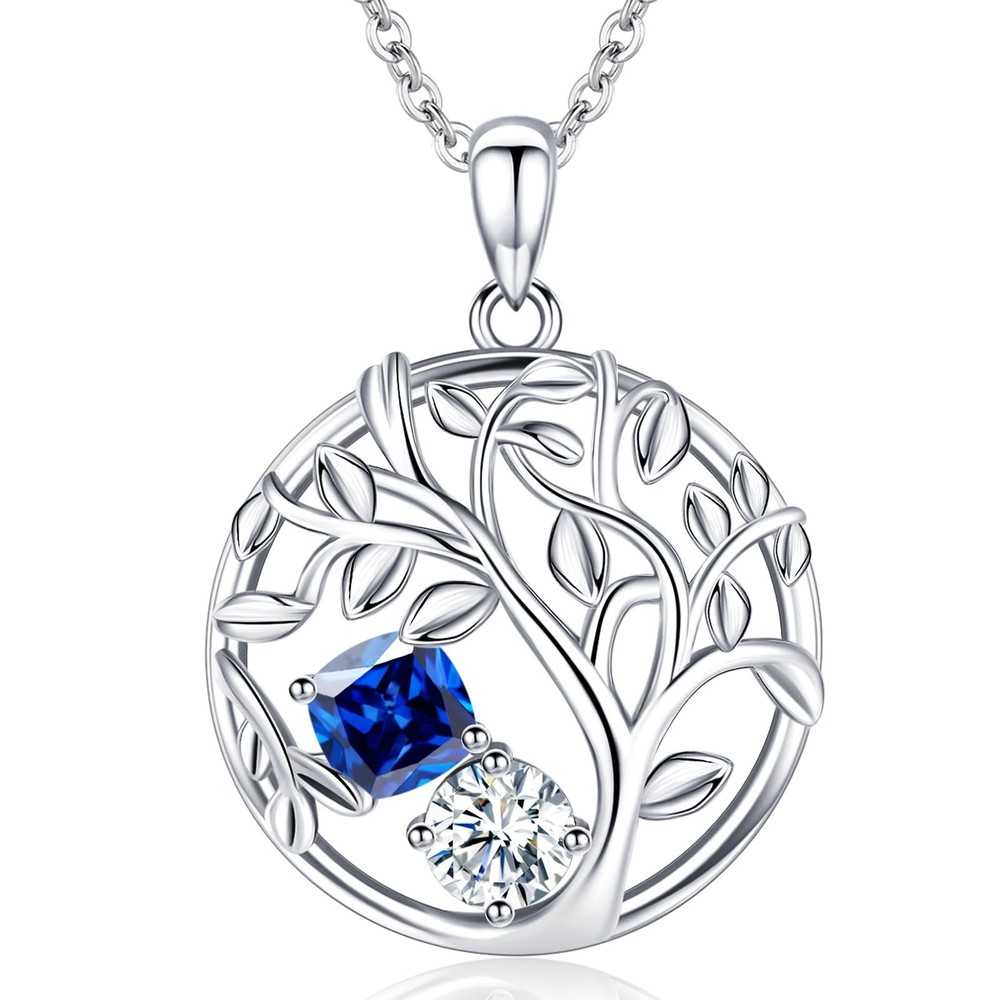 September Birthstone Necklaces for Women 925 Sterling Silver Tree of Life Pen...
