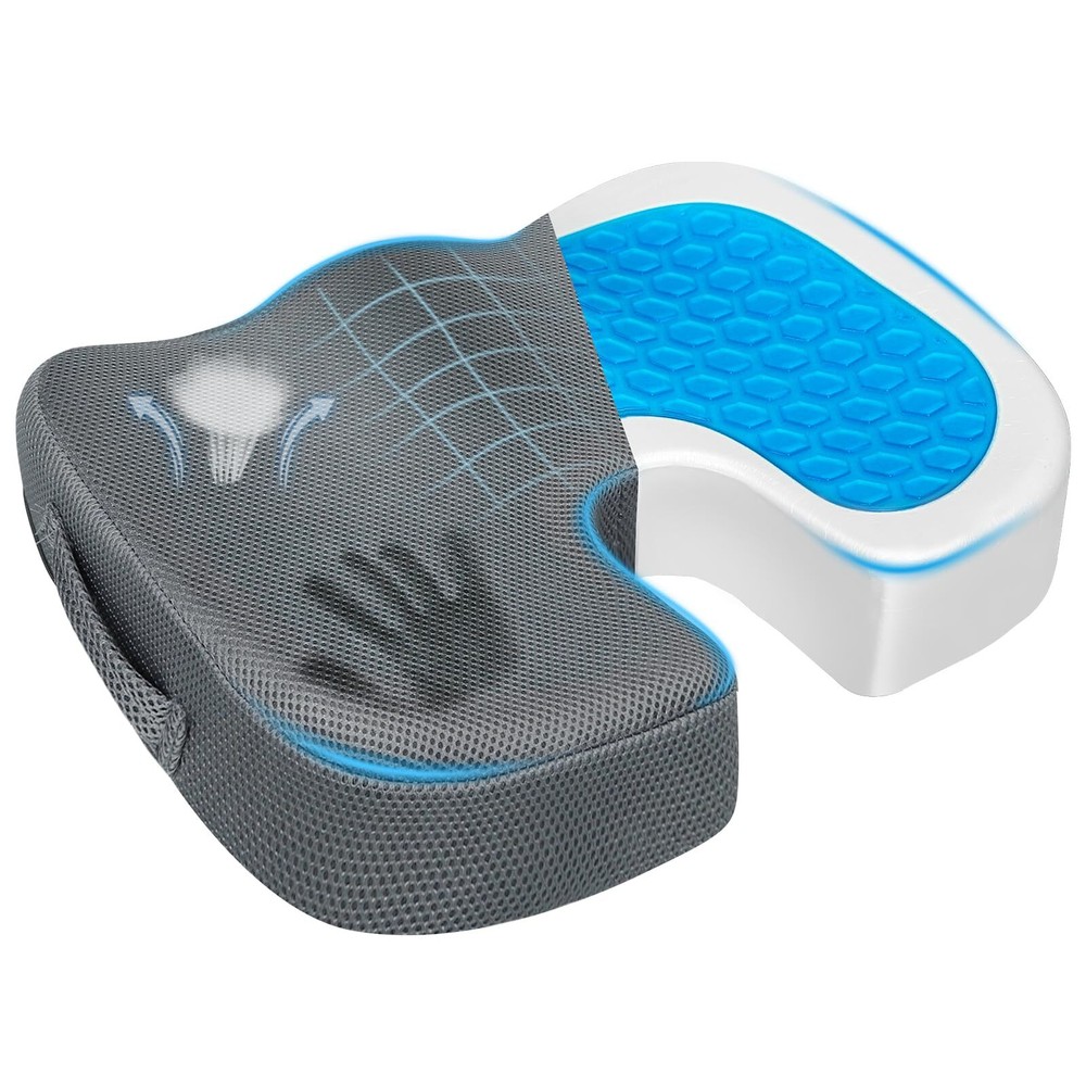 Seat Cushion – Office Chair Cushion – Non-Slip Memory Foam Coccyx Cushion for...