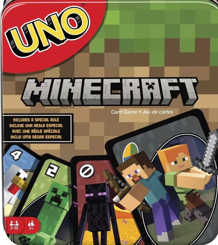 Mattel Games UNO Minecraft Card Game for Family Night with Minecraft-themed G...