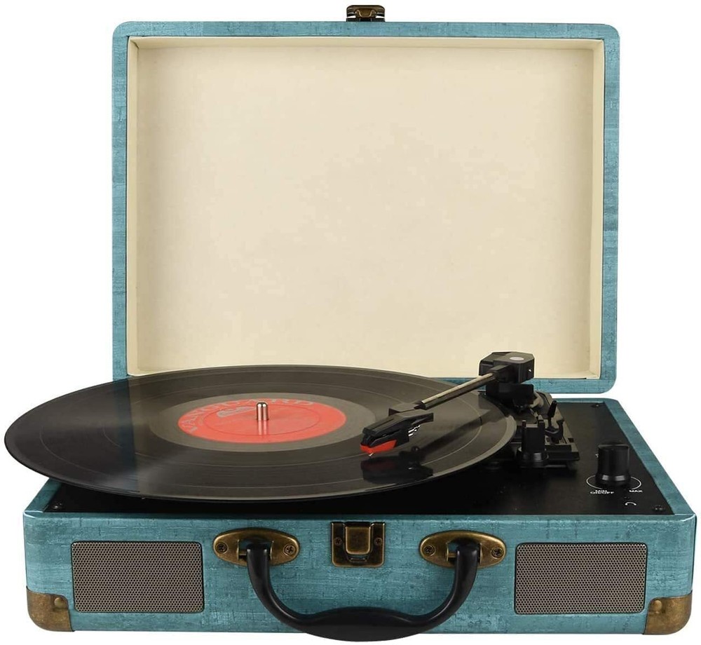 Record Player Vintage 3-Speed Bluetooth Vinyl Turntable with Stereo Speaker B...