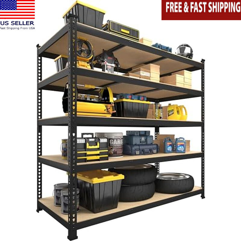 Heavy Duty Adjustable Storage Shelves 5 Tier Metal Rack Utility Warehouse Garage