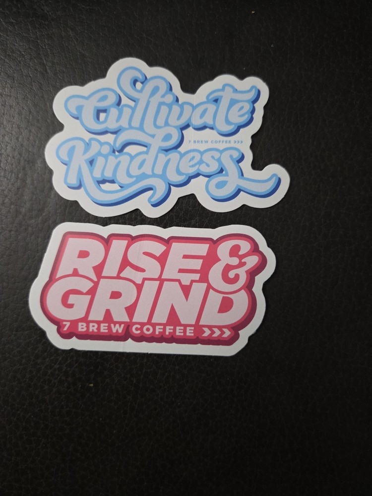 7 Brew Coffee Stickers Blue Cultivate Kindness And Pink Rise And Grind Brand New