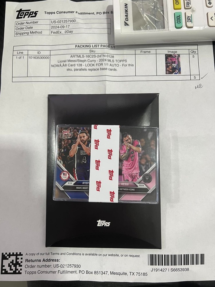 SEALED Lionel Messi/Steph Curry - 2024 MLS TOPPS NOW LOOK FOR 1/1 AUTO  QTY:5