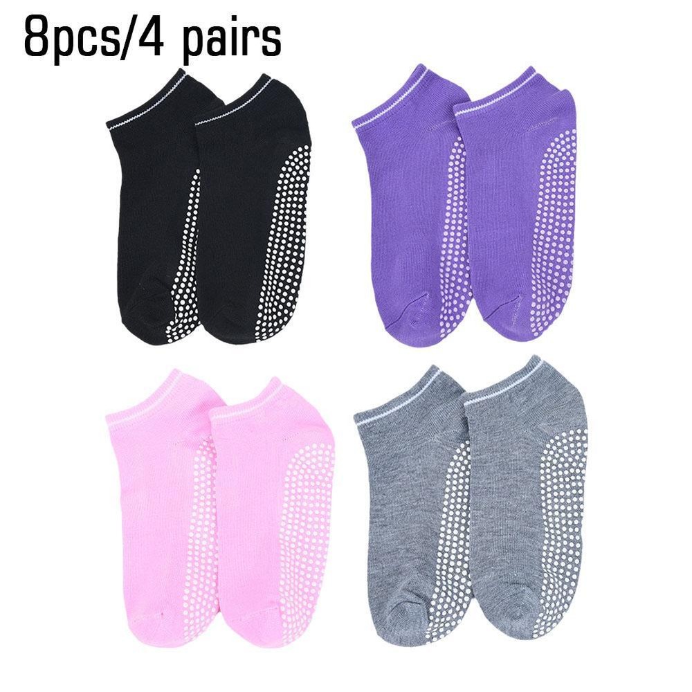 4 Pairs Women Non Slip Grip Socks with Grips Sticky for Yoga, Pilates, Home