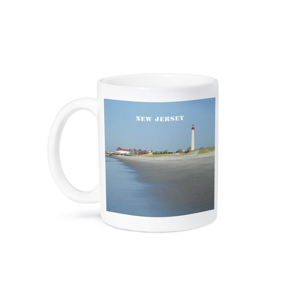 3dRose, Cape May New Jersey With Lighthouse n Beach, Mug