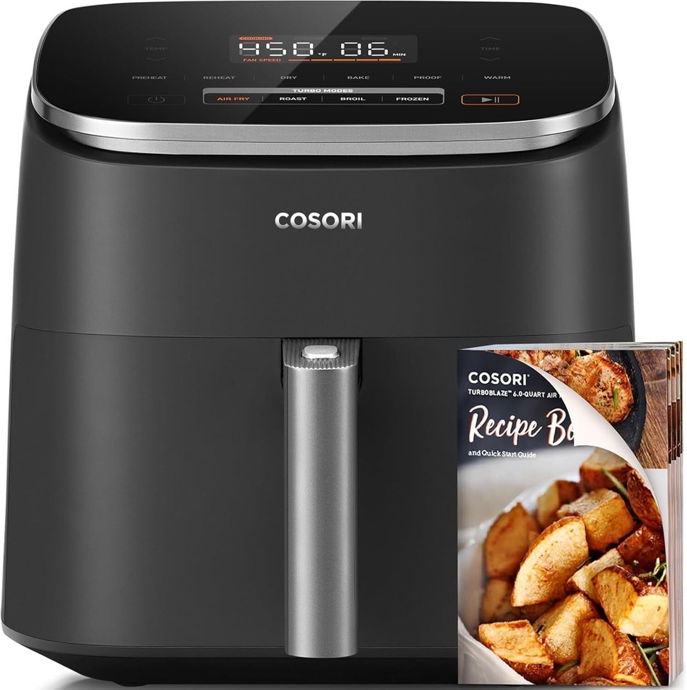 9-in-1 Compact & Large 6-Qt Air Fryer Fast Turbo Modes 90°–450°F Even Results US