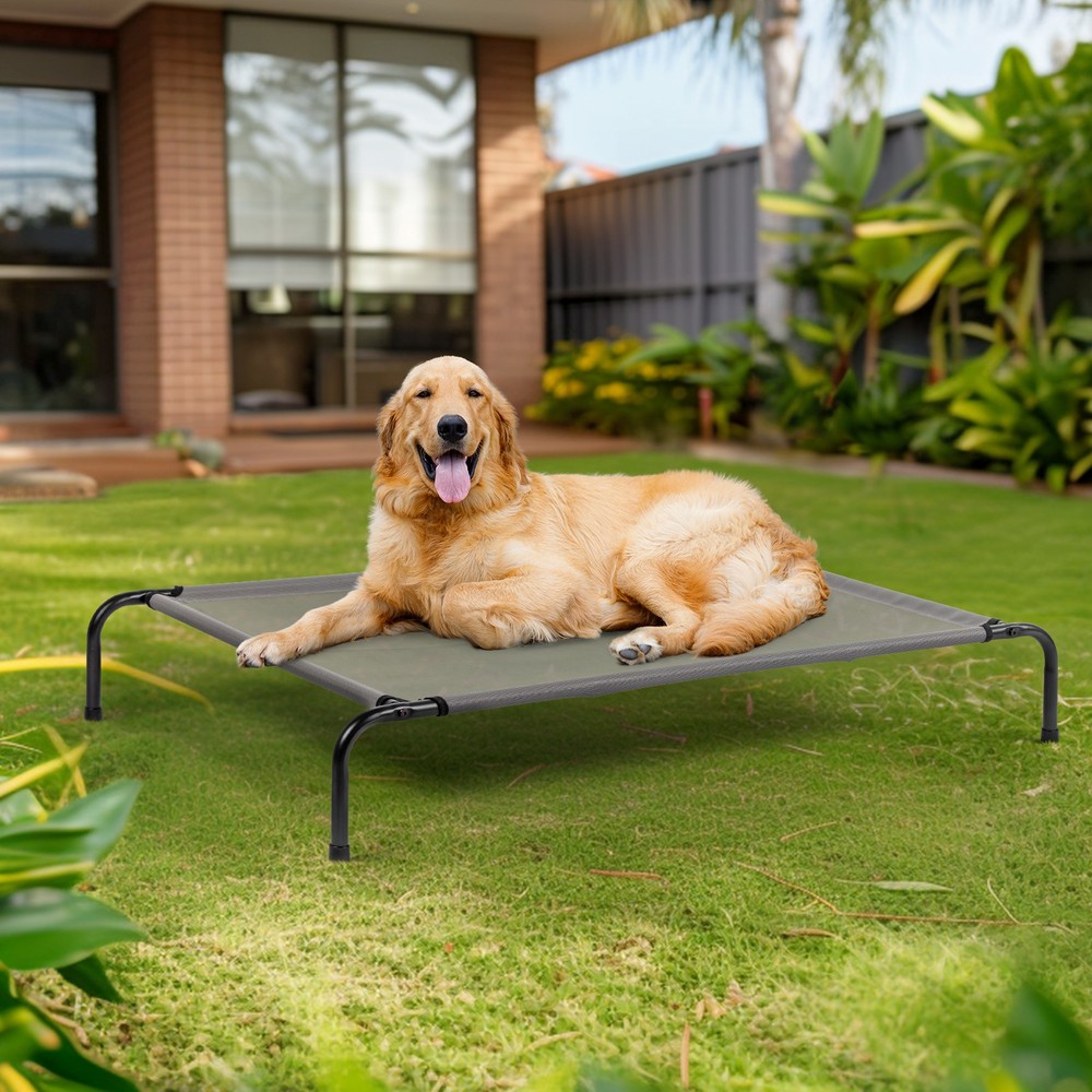 50 Inch Elevated Cooling Dog Bed with Metal Frame for Indoor Outdoor Use