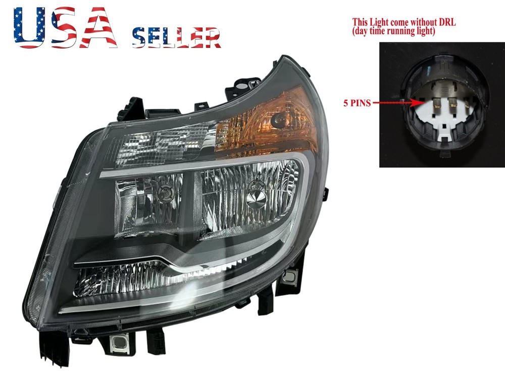 Driver Left Side Headlight Without DRL For 10-24 RAM Promaster 1500 2500 3500