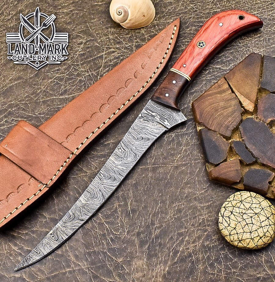 Custom Handmade Damascus Chef Knife with Pakka Wood Handle