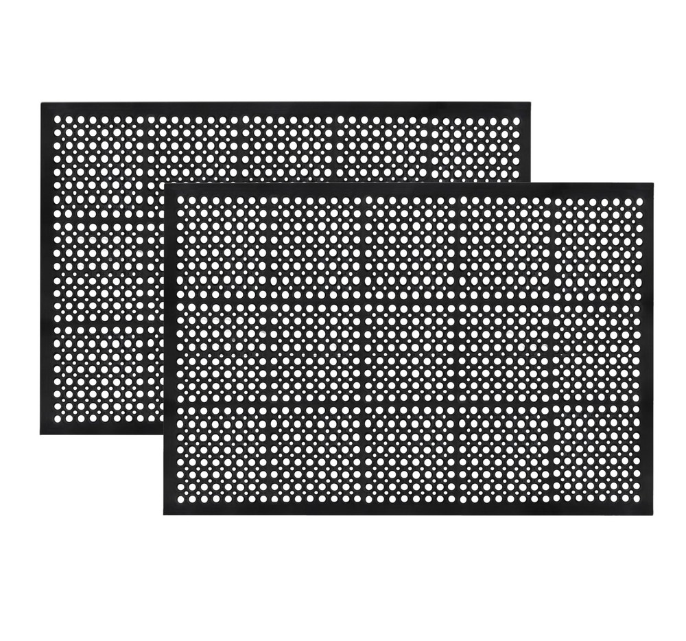 Rubber Doormat - Set of 2 Anti Fatigue Rubber Floor Mat - Non Slip Indoor Out...