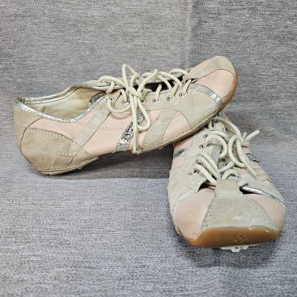 Diesel ROLLIE Women's Sz 7.5 Pink Tan Leather Suede Lace Up Sneakers Shoes RARE
