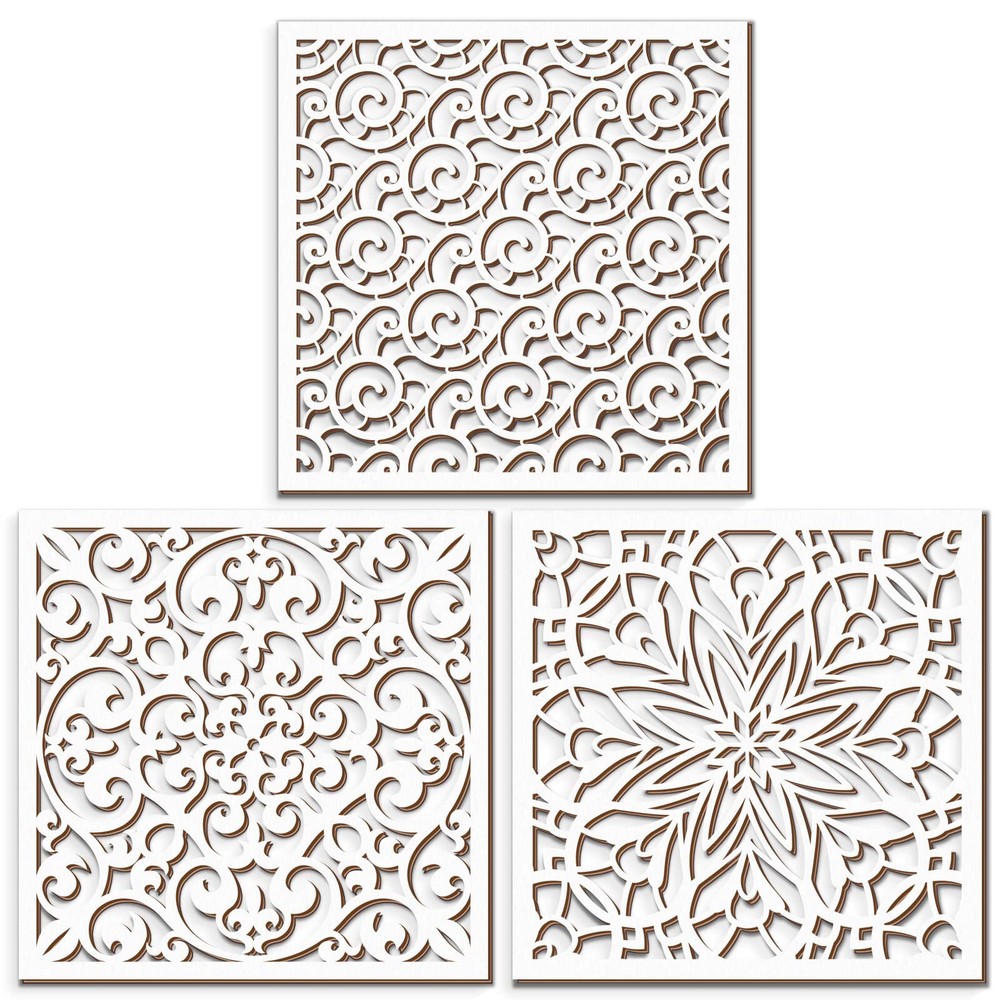 3 Pcs Boho Sign Rustic Floral Carved Wood Wall Decor Farmhouse White Wooden H...