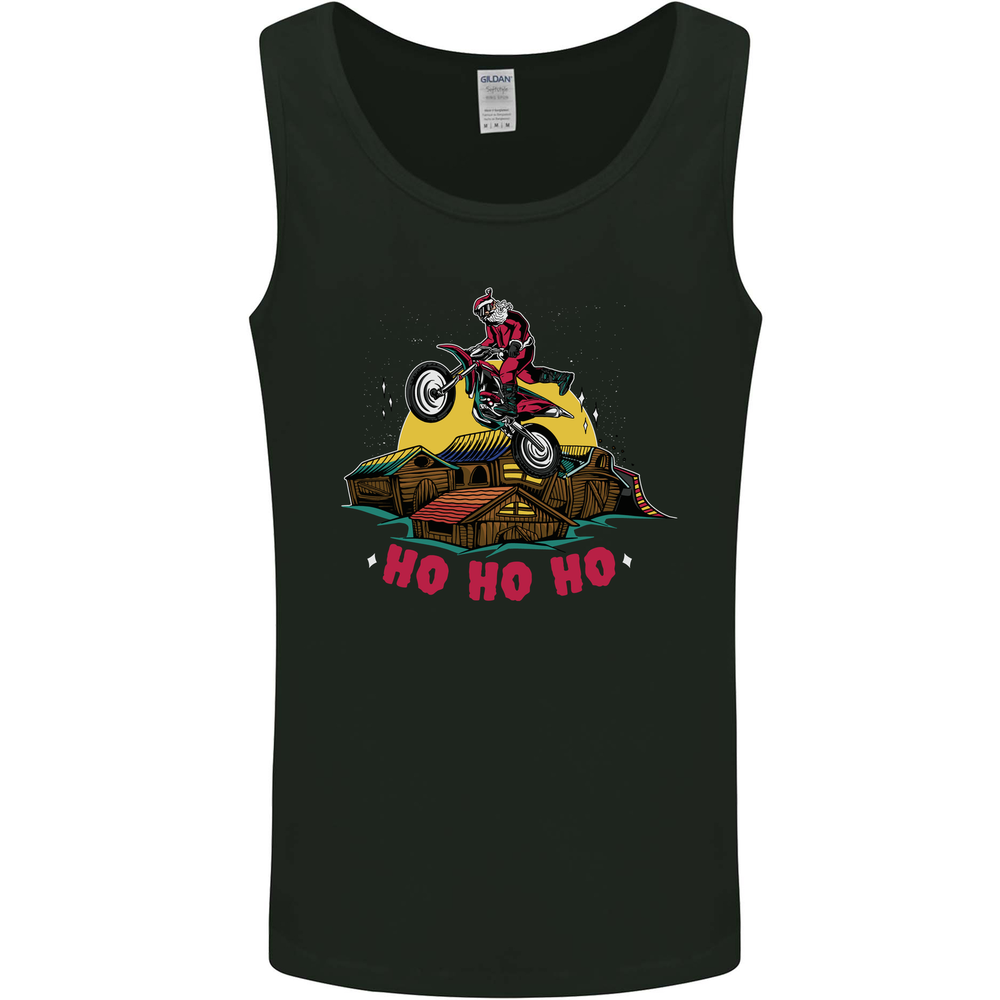 Christmas Santa Motocross Dirt Bike Mens Vest Tank Top