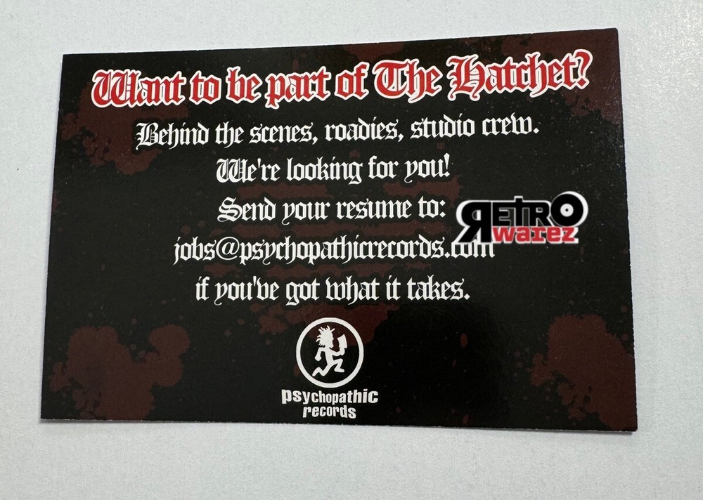 Insane Clown Posse - Psychopathic Job AD Flyer 4x6” Hatchetman records Twiztid