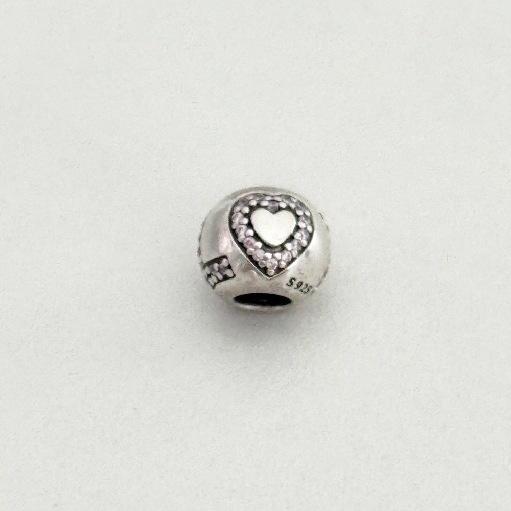 Pandora 925 Sterling Silver Pink CZ Surrounded By Love Retired Bead Charm