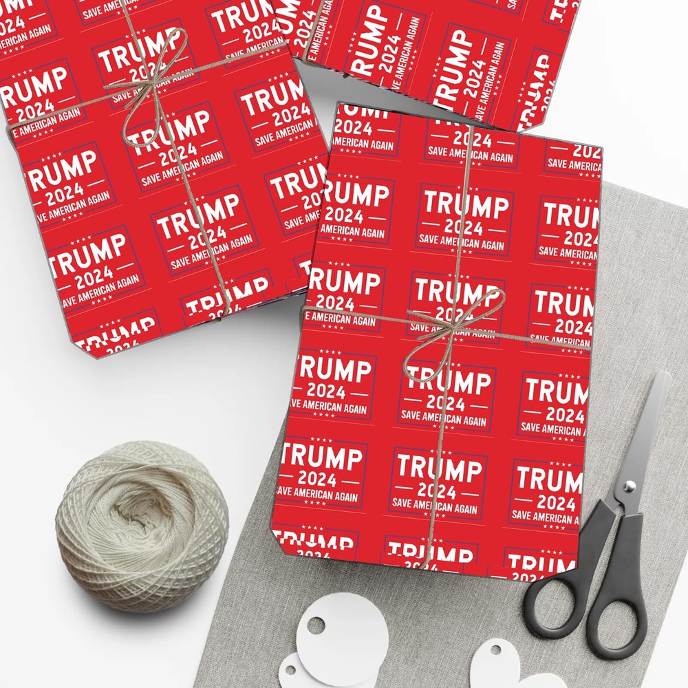Trump Wrapping Paper, Save American Again Wrapping Paper, Funny Xmas Gift