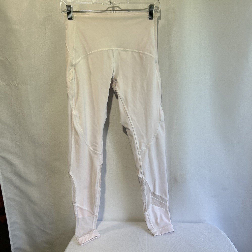 Women's LULULEMON White Yoga  Leggings Size 8 Transparent Sides