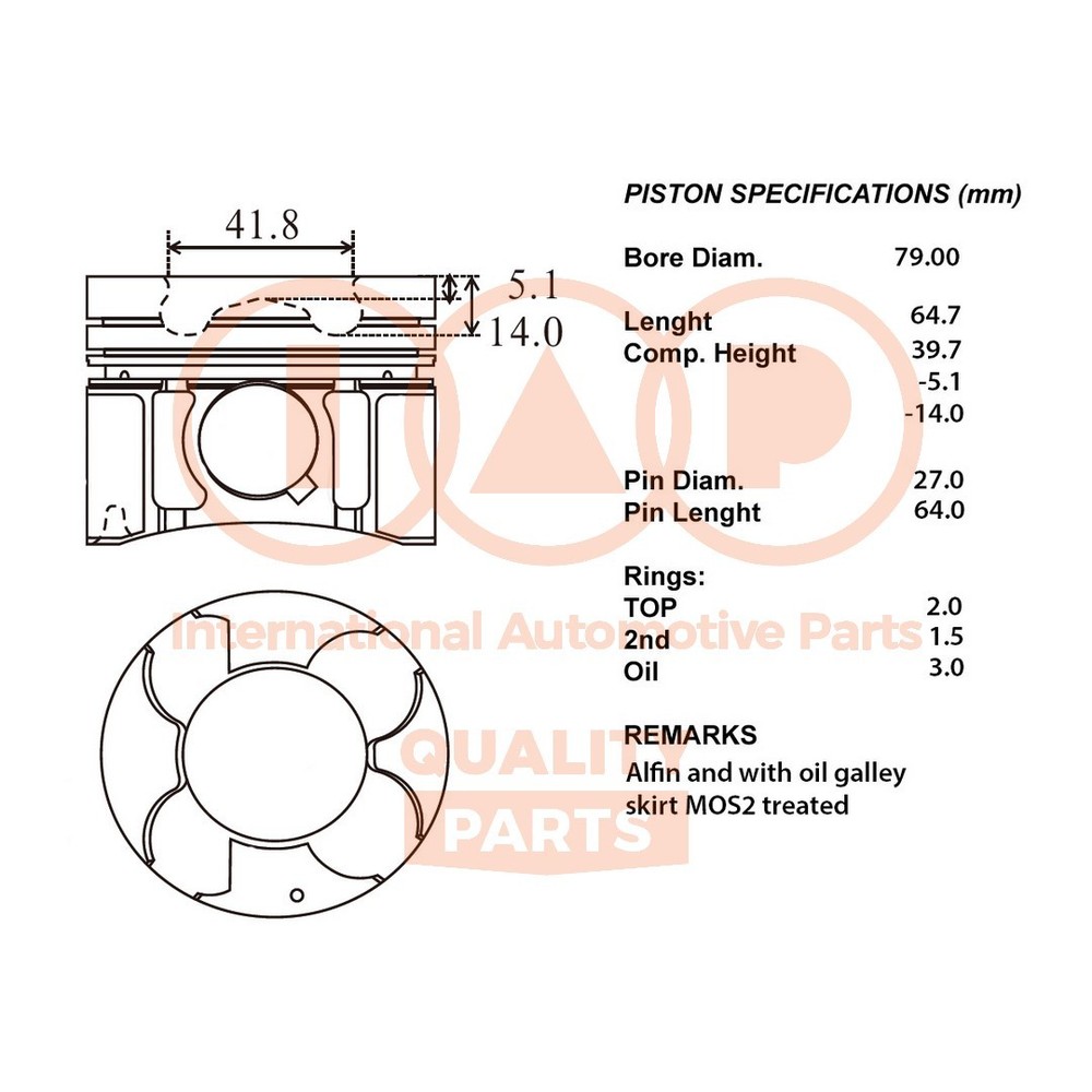 Complete Piston Series 100-09046 IAP QUALITY PARTS for Opel-Standard