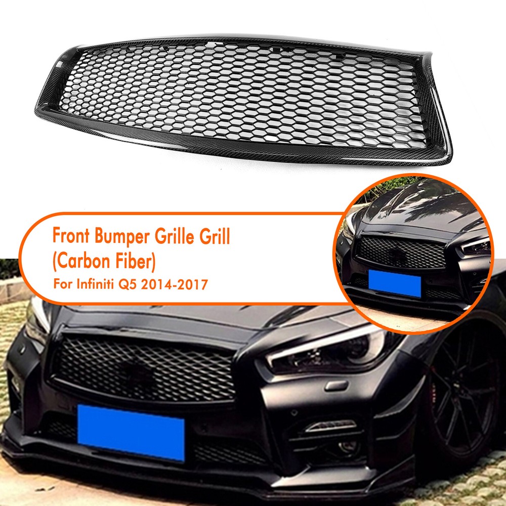 Carbon Fiber Front Bumper Grille Grill Cover For Infiniti Q50 2014-2017 2015