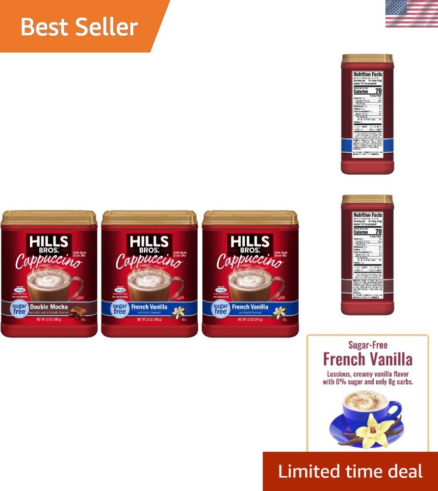 Gourmet Sugar-Free Instant Cappuccino Mix - 3 Pack, 12oz Each for Luxury Coffee