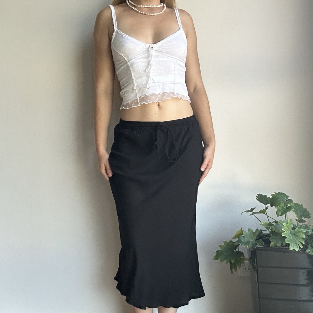 Tree of Life Womens Black Asymmetrical Midi Skirt Small