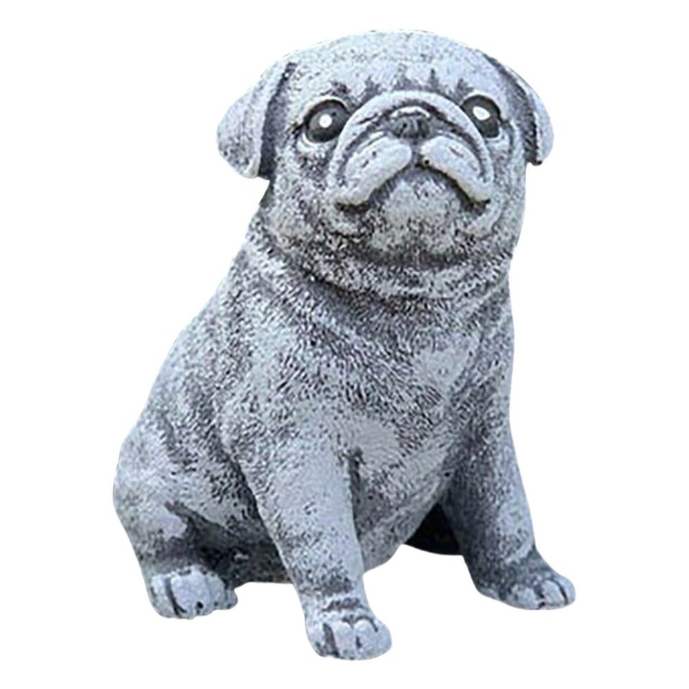 Garden Dog Statues Outdoor Decor Pug Dog Statue Adorable Sitting Dog Figurine