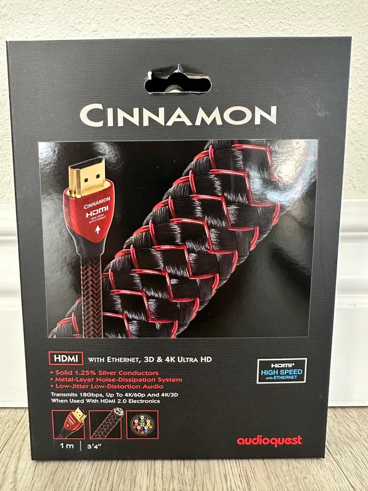 AudioQuest - 1m (3.4ft) - Cinnamon HDMI 2.0 18Gbps Cable 4K Ultra HD HDR 3D ARC
