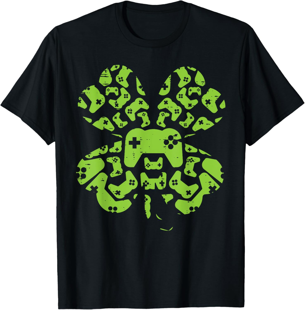 Video Game Controller Shamrock St Patricks Day Boys Men Gift T Shirt