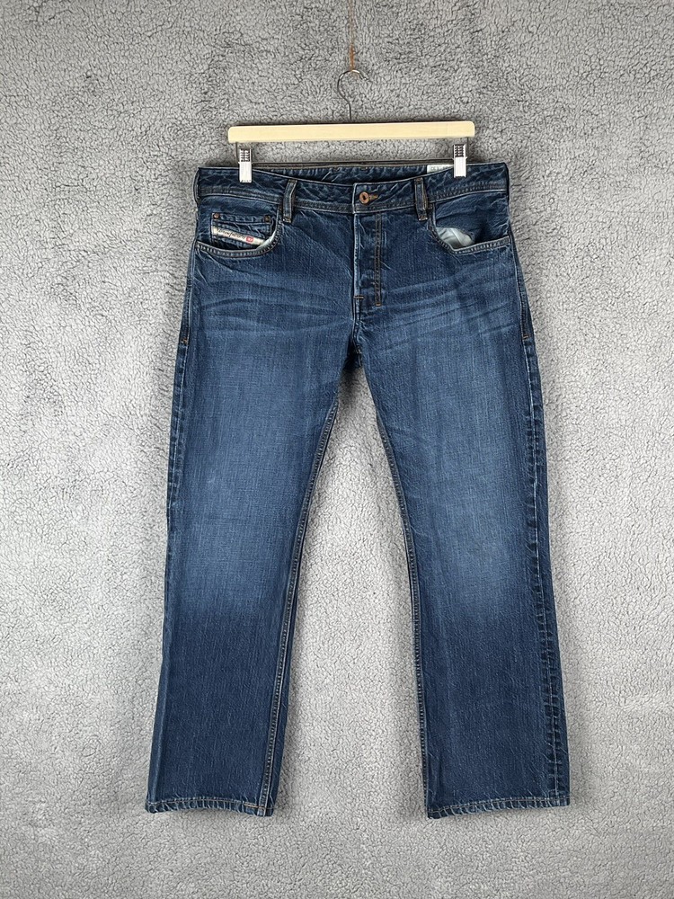 Diesel Jeans Mens 34x32 Fit 34x29 Blue Zatiny Regular Bootcut Denim Button Fly