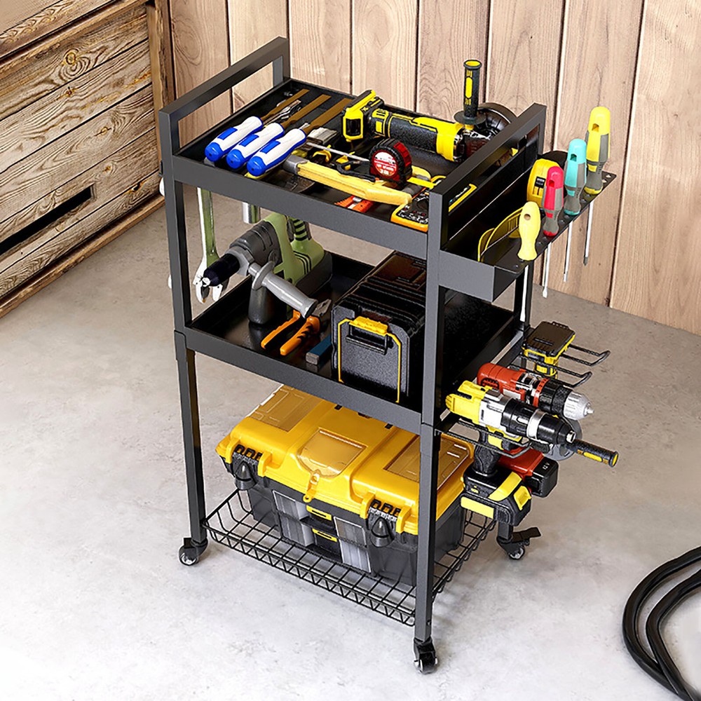 Mobile Power Tool Storage Cart with Wheels for Easy Organization