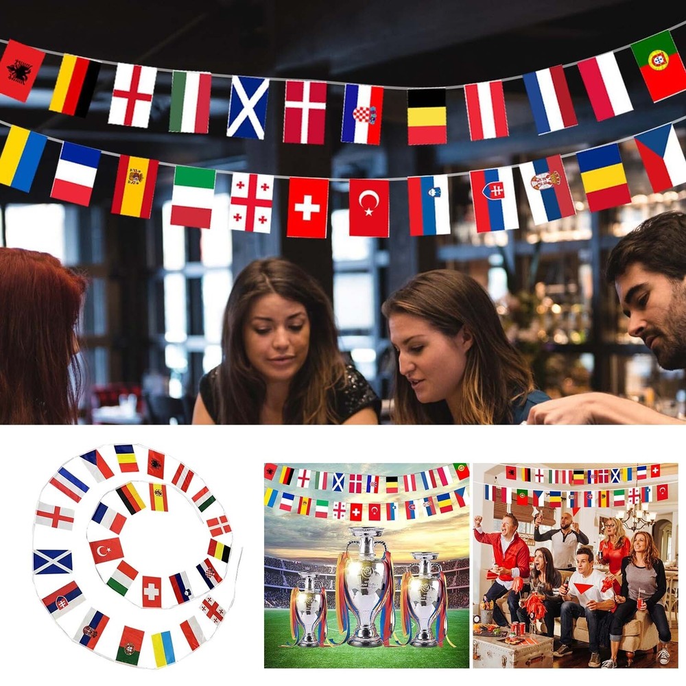 295in Football EURO 2024 Fabric Flags Bunting 24 Nations England Bar Party Dec🔥