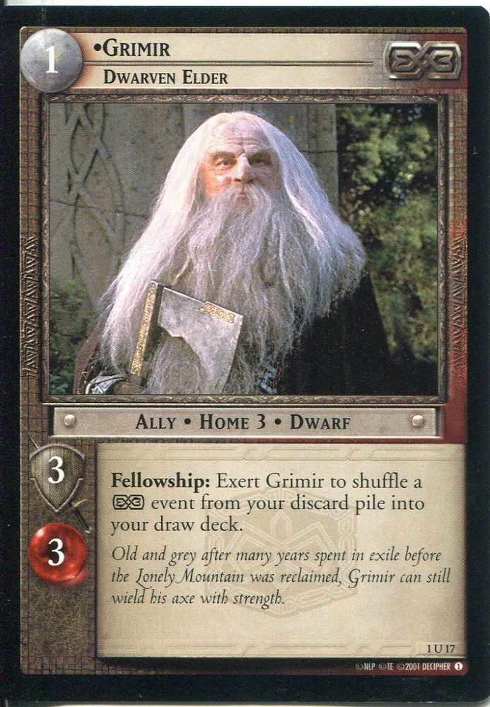 Lord Of The Rings CCG FotR Card 1.U17 Grimir Dwarven Elder