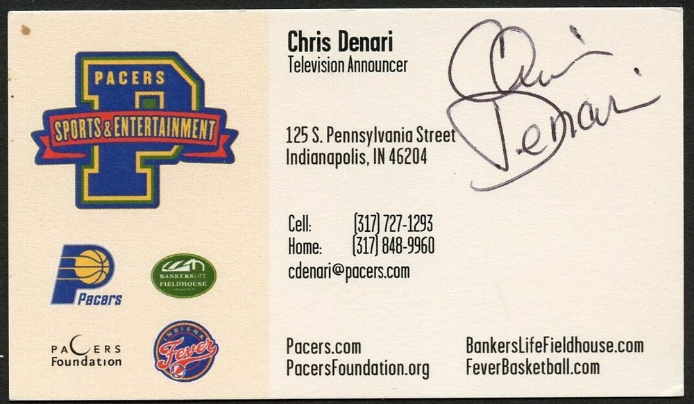 Chris Denari signed autograph auto Television Announcer Business Card BC519