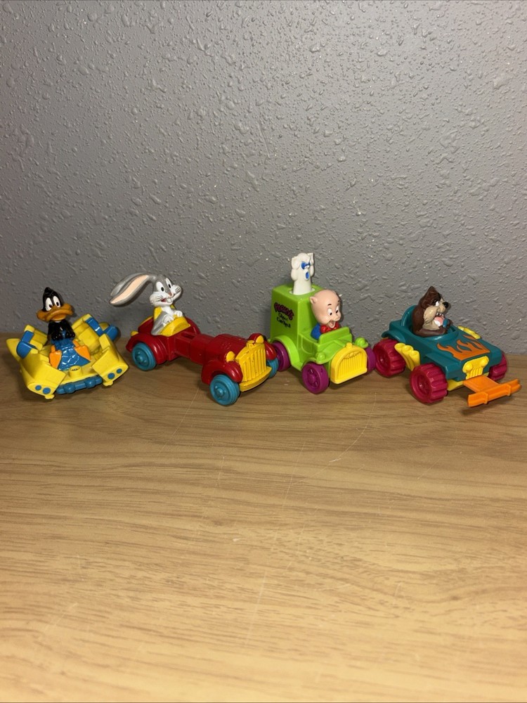 Looney Tunes Quack Up Cars Complete Set of 4 Vintage 1992 McDonalds Happy Meal